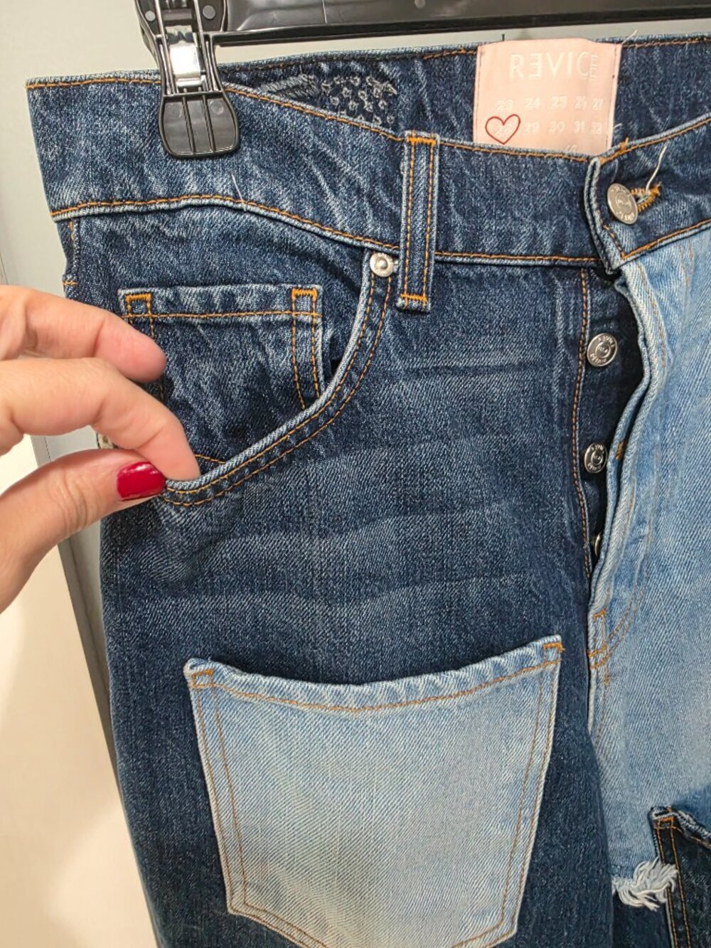 Revice Patchwork Jeans Women’s Size 28 Made in USA Straight Leg High Rise - Picture 9 of 14